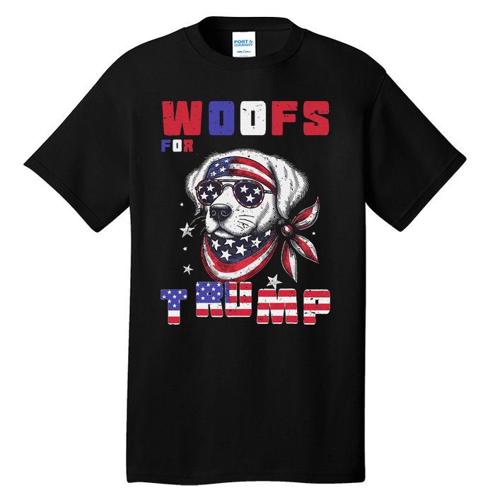 Woofs For Trump 2024 Dogs Republican Elections President Fun Tall T-Shirt