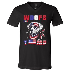 Woofs For Trump 2024 Dogs Republican Elections President Fun V-Neck T-Shirt