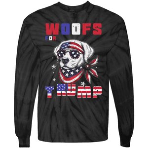 Woofs For Trump 2024 Dogs Republican Elections President Fun Tie-Dye Long Sleeve Shirt