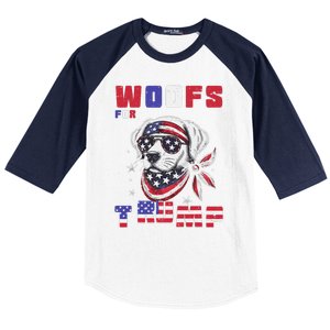 Woofs For Trump 2024 Dogs Republican Elections President Fun Baseball Sleeve Shirt