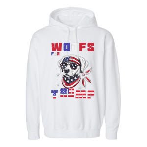 Woofs For Trump 2024 Dogs Republican Elections President Fun Garment-Dyed Fleece Hoodie