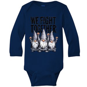 We Fight Together ParkinsonS Disease Awareness Month Gnomie Gift Baby Long Sleeve Bodysuit