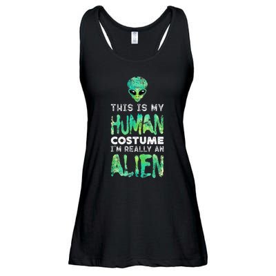 Weird Funny This Is My Human Costume Im Really An Alien Ladies Essential Flowy Tank