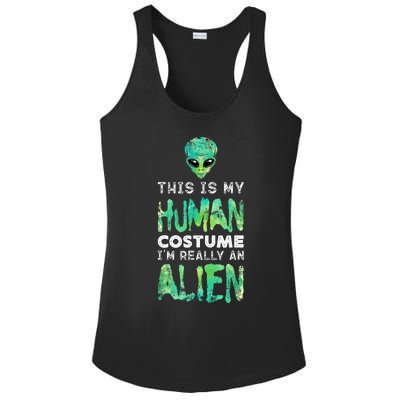 Weird Funny This Is My Human Costume Im Really An Alien Ladies PosiCharge Competitor Racerback Tank