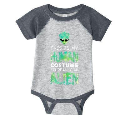 Weird Funny This Is My Human Costume Im Really An Alien Infant Baby Jersey Bodysuit