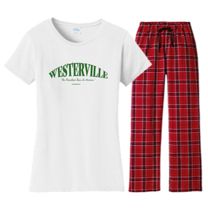 WESTERVILLE Friendliest Town In America Long Sleeve Women's Flannel Pajama Set