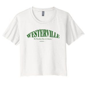 WESTERVILLE Friendliest Town In America Long Sleeve Women's Crop Top Tee