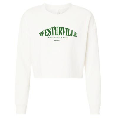 WESTERVILLE Friendliest Town In America Long Sleeve Cropped Pullover Crew