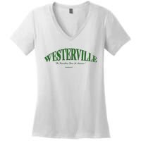 WESTERVILLE Friendliest Town In America Long Sleeve Women's V-Neck T-Shirt