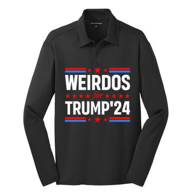 Weirdos For Trump 24 Funny Sarcastic Saying Silk Touch Performance Long Sleeve Polo