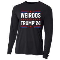 Weirdos For Trump 24 Funny Sarcastic Saying Cooling Performance Long Sleeve Crew