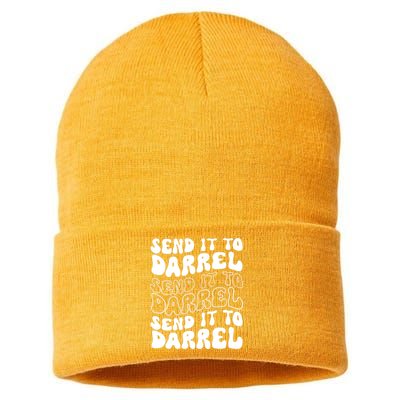 Wo Funny Trendy Drama Send It To Darrell Meme V-Neck Sustainable Knit Beanie