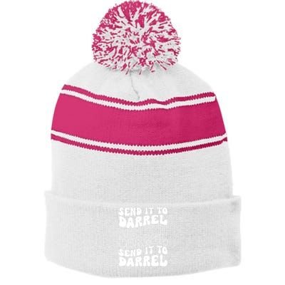 Wo Funny Trendy Drama Send It To Darrell Meme V-Neck Stripe Pom Pom Beanie