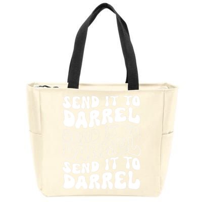 Wo Funny Trendy Drama Send It To Darrell Meme V-Neck Zip Tote Bag