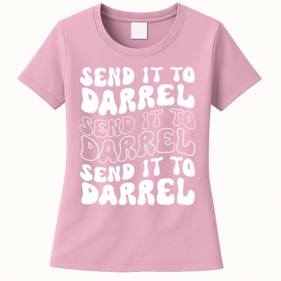 Wo Funny Trendy Drama Send It To Darrell Meme V-Neck Womens T-Shirt