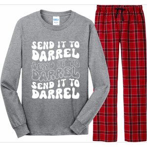 Wo Funny Trendy Drama Send It To Darrell Meme V-Neck Long Sleeve Pajama Set