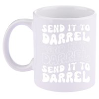 Wo Funny Trendy Drama Send It To Darrell Meme V-Neck 11oz C Handle Ceramic Mug