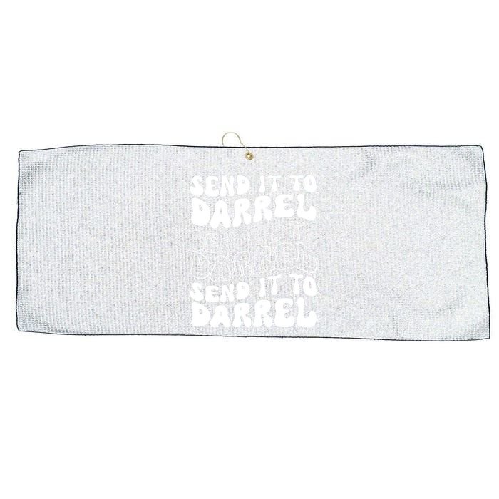 Wo Funny Trendy Drama Send It To Darrell Meme V-Neck Large Microfiber Waffle Golf Towel