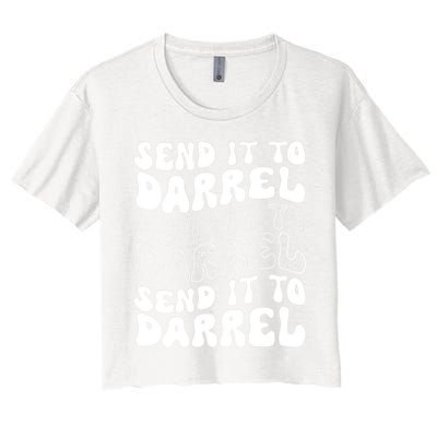 Wo Funny Trendy Drama Send It To Darrell Meme V-Neck Crop Top
