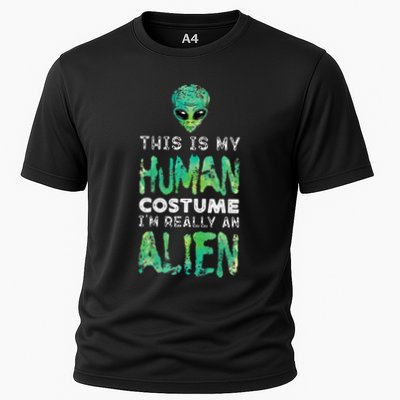 Weird Funny This Is My Human Costume Im Really An Alien Performance Shirt