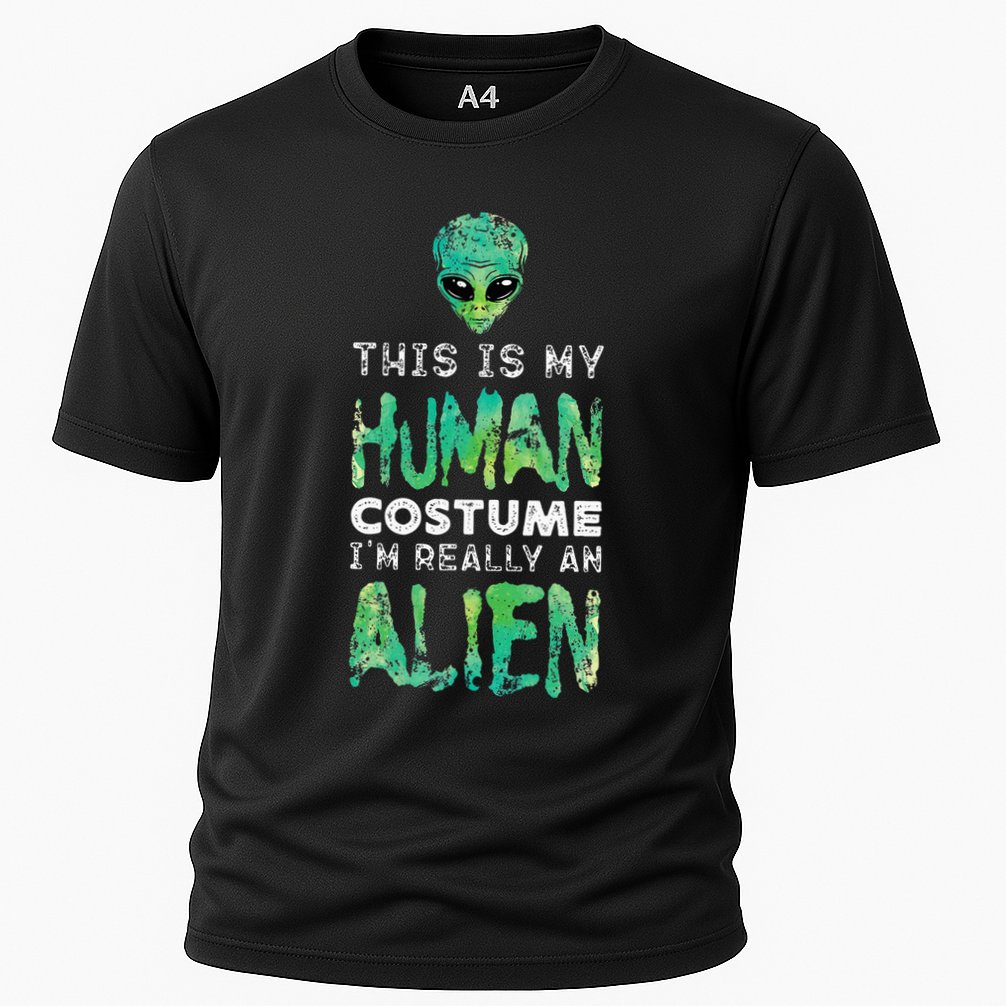 Weird Funny This Is My Human Costume Im Really An Alien Performance Shirt