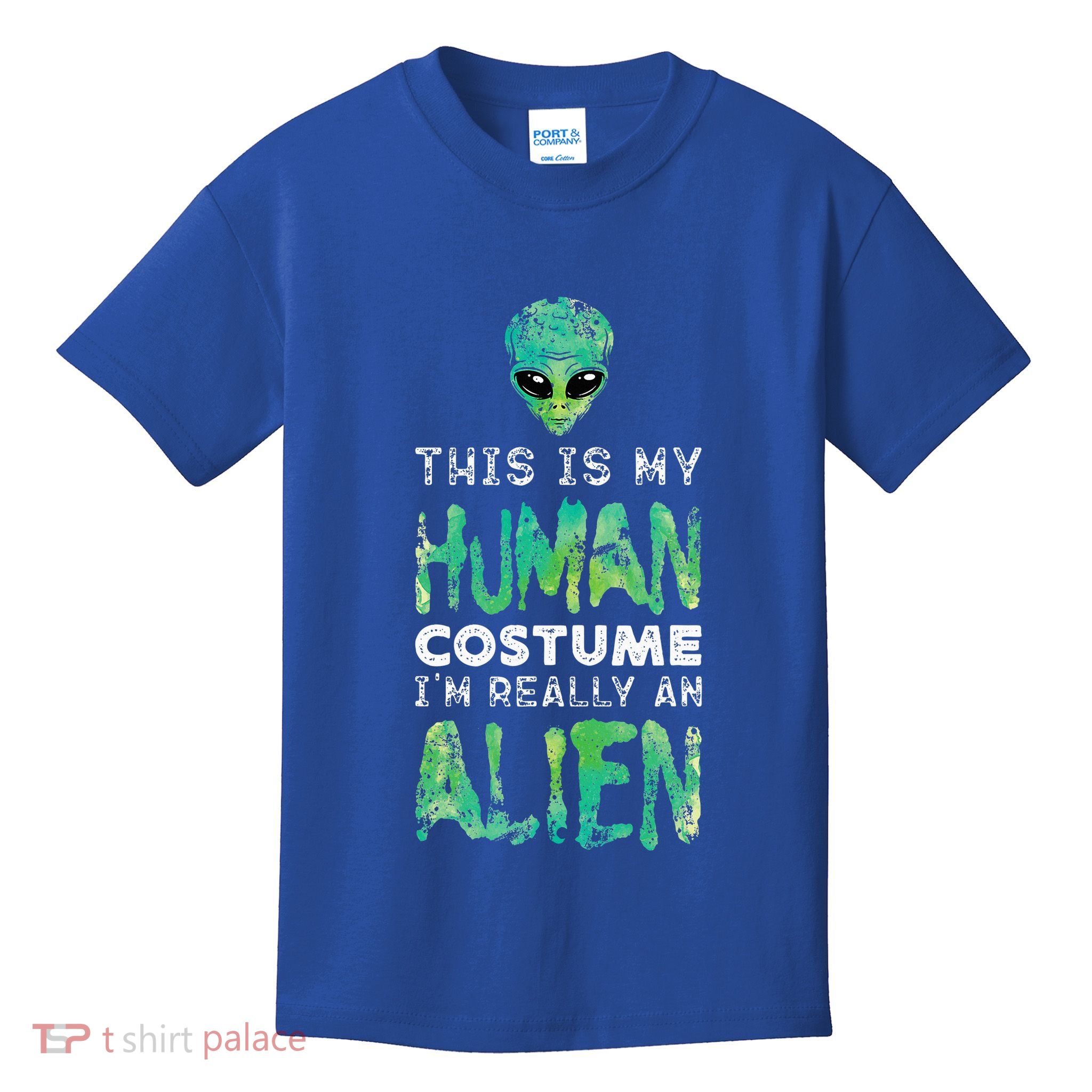 Weird Funny This Is My Human Costume Im Really An Alien Kids T-Shirt