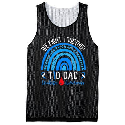 We Fight Together T1D Dad Diabetes Awareness Blue Rainbow Mesh Reversible Basketball Jersey Tank