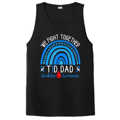 We Fight Together T1D Dad Diabetes Awareness Blue Rainbow PosiCharge Competitor Tank