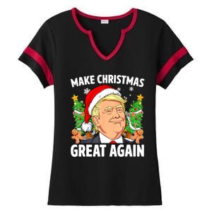 Women Funny Trump 2024 Make Christmas Great Again Gift Ladies Halftime Notch Neck Tee