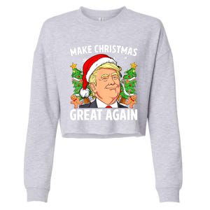 Women Funny Trump 2024 Make Christmas Great Again Gift Cropped Pullover Crew