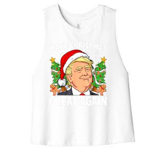 Women Funny Trump 2024 Make Christmas Great Again Gift Women's Racerback Cropped Tank