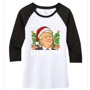 Women Funny Trump 2024 Make Christmas Great Again Gift Women's Tri-Blend 3/4-Sleeve Raglan Shirt