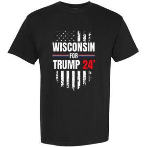 Wisconsin For Trump 2024 American Flag Garment-Dyed Heavyweight T-Shirt