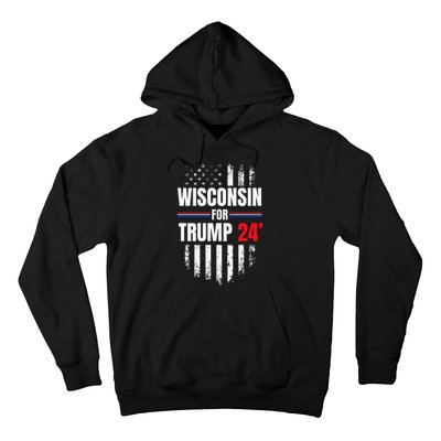 Wisconsin For Trump 2024 American Flag Hoodie