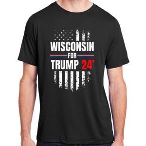 Wisconsin For Trump 2024 American Flag Adult ChromaSoft Performance T-Shirt