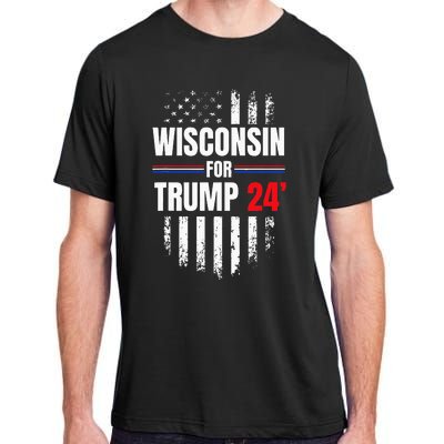 Wisconsin For Trump 2024 American Flag Adult ChromaSoft Performance T-Shirt