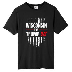 Wisconsin For Trump 2024 American Flag Tall Fusion ChromaSoft Performance T-Shirt