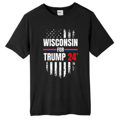 Wisconsin For Trump 2024 American Flag Tall Fusion ChromaSoft Performance T-Shirt