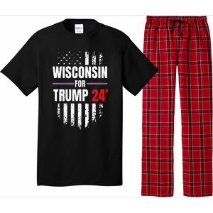 Wisconsin For Trump 2024 American Flag Pajama Set