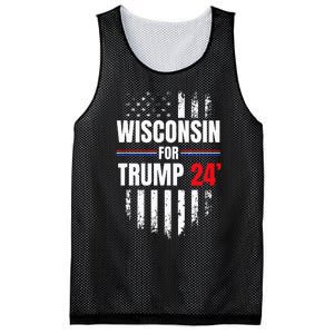 Wisconsin For Trump 2024 American Flag Mesh Reversible Basketball Jersey Tank