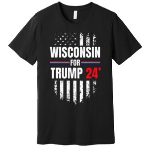 Wisconsin For Trump 2024 American Flag Premium T-Shirt