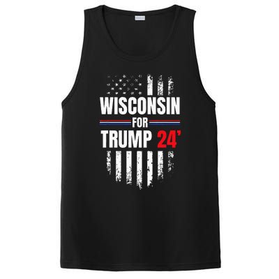 Wisconsin For Trump 2024 American Flag PosiCharge Competitor Tank