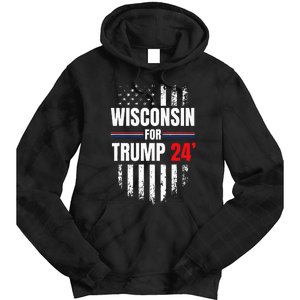 Wisconsin For Trump 2024 American Flag Tie Dye Hoodie