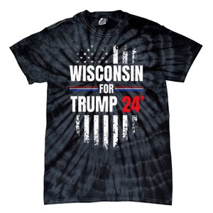 Wisconsin For Trump 2024 American Flag Tie-Dye T-Shirt