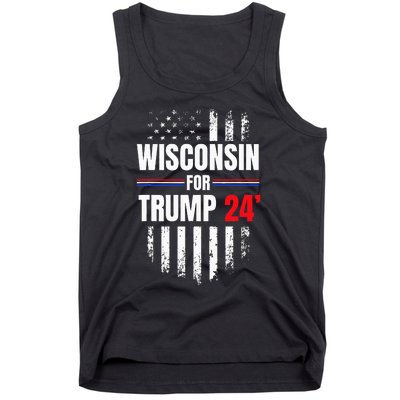 Wisconsin For Trump 2024 American Flag Tank Top