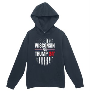 Wisconsin For Trump 2024 American Flag Urban Pullover Hoodie