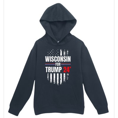 Wisconsin For Trump 2024 American Flag Urban Pullover Hoodie