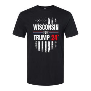 Wisconsin For Trump 2024 American Flag Softstyle CVC T-Shirt