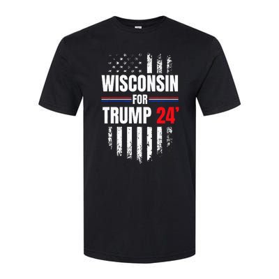 Wisconsin For Trump 2024 American Flag Softstyle® CVC T-Shirt