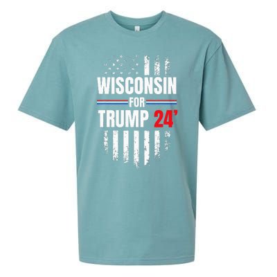 Wisconsin For Trump 2024 American Flag Sueded Cloud Jersey T-Shirt